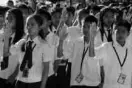  ??  ?? BAGUIO, Philippine­s - Students of Saint Louise High School - Philex stand in attention during the school's flag ceremony. Philex Mining Corp. offers free elementary education and subsidized high school program to its employees' dependents.