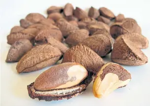  ?? DREAMSTIME ?? One Brazil nut contains a daily dose of selenium. Too much of the chemical can cause problems.