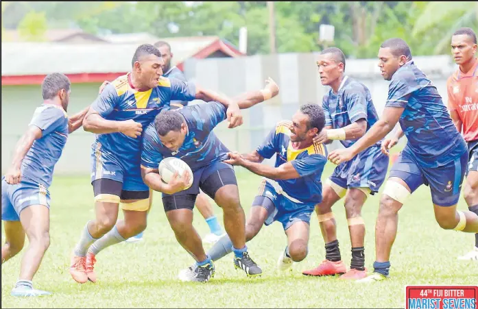  ?? Picture: ATU RASEA ?? The Marist 7s tournament is the biggest annual rugby tournament in the region. Some of these players in the Police team (blue) and Vunimono from Nausori will be part of the 2020 edition.
