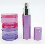  ??  ?? All made up: Cosmetic containers and atomizer