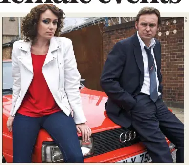  ??  ?? REVVED UP: Philip Glenister alongside Ashes To Ashes co-star Keeley Hawes in a scene from hit series