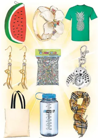  ?? PHOTOS: AMAZON.COM ?? Jewelry, clothing, tote bags and metallic confetti are among the items available for purchase in the “$10& under with free shipping” category available on Amazon.