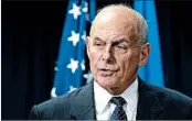  ?? SUSAN WALSH/AP ?? Homeland Security chief John Kelly speaks Monday about an executive order banning travelers from six countries.