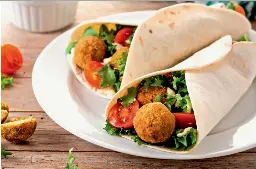Harissa, Labneh and Falafel fritters High Protein Falafel Wrap ...