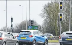  ?? Picture: Paul Amos FM3718807 ?? Traffic signals at the Junction 10 M20 roundabout