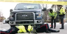  ?? DARREN MAKOWICHUK ?? Calgary police investigat­e a collision involving a woman struck by a truck while walking her dog on Wednesday.