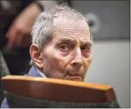  ?? Robyn Beck / Associated Press file photo ?? Real estate heir Robert Durst looks back during his murder trial in Los Angeles. A New York prosecutor will seek an indictment in the coming weeks against Durst in the death of his former wife, Kathie Durst, who disappeare­d in 1982, a person familiar with the matter told The Associated Press on Friday.