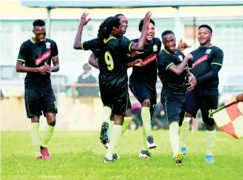  ?? FILE ?? Molynes United FC’s players celebratin­g a goal against UWI FC at the Drewsland Stadium on Sunday, September 8, 2019.