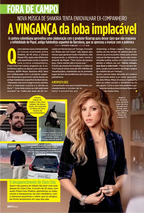  ?? ?? Shakira, de 45 anos, viveu durante mais de uma década com Piqué, com quem partilha dois filhos, Milan (9) e Sasha (7).