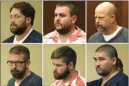 ?? ROGELIO V. SOLIS — THE ASSOCIATED PRESS FILE ?? This combinatio­n of photos shows, from top left, former Rankin County sheriff’s deputies Hunter Elward, Christian Dedmon, Brett Mcalpin, Jeffrey Middleton, Daniel Opdyke and former Richland police officer Joshua Hartfield appearing at the Rankin County Circuit Court in Brandon, Miss., Aug. 14, 2023.