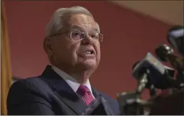  ?? ANDRES KUDACKI — THE ASSOCIATED PRESS ?? Sen. Bob Menendez speaks at a news conference on Monday in Union City, N.J., where he said the nearly half a million dollars found in his home was personal emergency money.