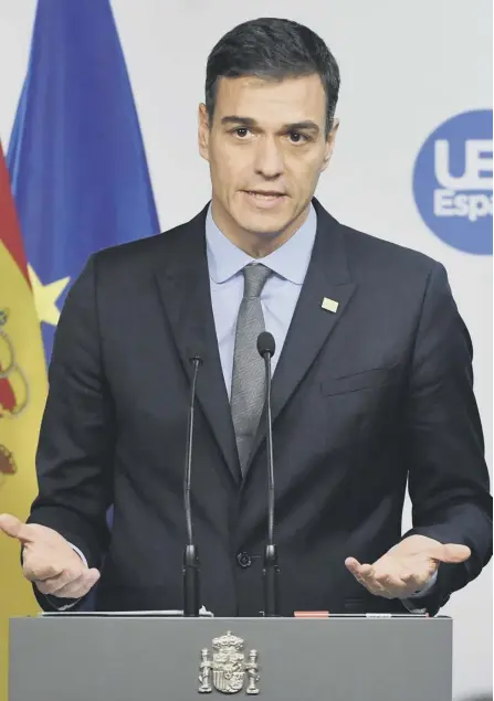  ??  ?? 2 Spanish Prime Minister Pedro Sanchez – the Spanish and others are quite prepared to use their veto in forthcomin­g negotiatio­ns