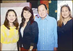  ??  ?? Belo Medical Group business developmen­t manager Doris Jimenez, Germaine Reyes, Henry Tenedero and Arlene Padua