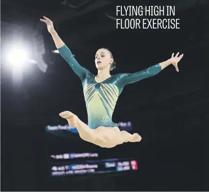  ?? Picture: AFP ?? Australia’s Georgia-Rose Brown competes in the floor exercise during the women’s team final at the Gold Coast Commonweal­th Games at the Coomera Indoor Sports Centre yesterday.