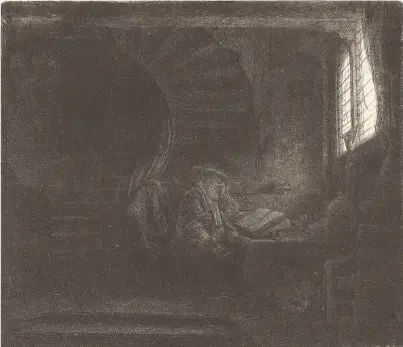  ??  ?? Fig 2: Rembrandt’s St Jerome in a dark chamber. £ 86,500