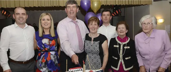  ??  ?? Denis O Flaherty at his 60th Birthday with his wife Mayra , sons Neil , David, daughter Emer, mum Tilly and Aunty Margaret at The Glenside Hotel