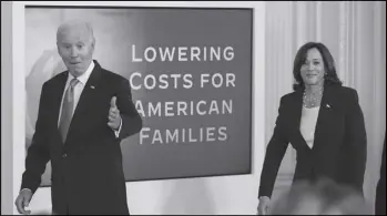  ?? ASSOCIATED PRESS prescripti­on ?? President Joe Biden and Vice President Kamala Harris arrive for an event on drug costs, at the White House, Aug. 29 in Washington.