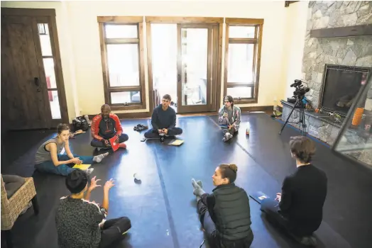  ?? Reneff-Olson Production­s ?? Members of Tahoe Dance Camp participat­e in writing their first memories of dance as they generate new work last summer. The outfit plans to make its first appearance on July 24, as part of the Classical Tahoe Festival.