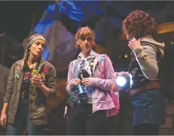  ?? LIAM RICHARDS ?? From left, Kristina Hughes, Heather Morrison and Angela Kemp star as teens preparing for doomsday in Persephone Theatre’s production of WROL (Without Rule of Law).