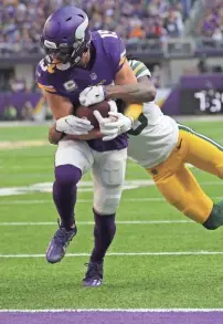  ?? SENTINEL MARK HOFFMAN / MILWAUKEE JOURNAL ?? Minnesota Vikings wide receiver Adam Thielen is tied for the NFL lead with 10 receiving touchdowns.