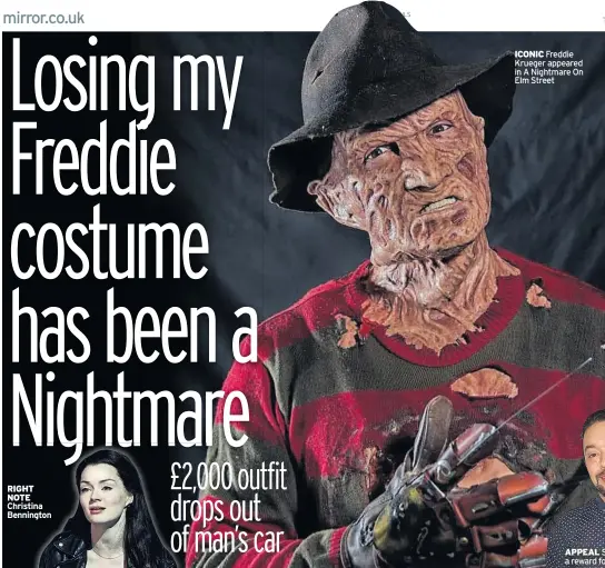  ??  ?? ICONIC Freddie Krueger appeared in A Nightmare On Elm Street