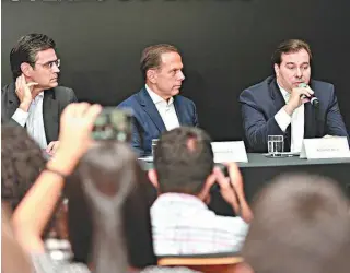  ?? J. BATISTA / ACERVO CâMARA DOS DEPUTADOS ?? Maia e o governador de São Paulo, Rodrigo Maia, se reuniram para debater a Reforma da Previdênci­a