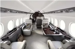 ??  ?? RIGHT: The Falcon 6X has the longest and widest                                                                                                                     allows for wider aisles and freedom of movement to                                                                                                                                                which mitigate the effects                                           