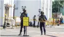  ?? Photograph: Anadolu Agency/Getty Images ?? Soldiers stand guard in front of St Anthony’s shrine on Monday.