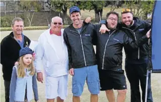  ?? Picture: BRIAN VON DER DECKEN ?? SIMPLY THE BEST: The Trellidor team emerged the winners of the ‘Roll-a-Can’ fundraisin­g bowls day held by the KWT Lions Club in King William’s Town on National Women’s Day last week. Pictured, from left, are Lion president PJ Mauer, Ivor Penny, with Trellidor team members Alfred Buys, Nici Naude and Floris Brand. In front is Mieke Brand