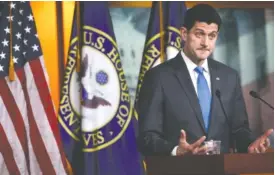 ?? THE ASSOCIATED PRESS ?? House Speaker Paul Ryan of Wisconsin announced Wednesday he will not run for re-election at the end of this term.