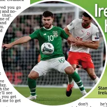  ?? GETTY ?? Standing his ground: Hogan in action for Ireland against Switzerlan­d