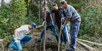  ?? Foto: Klaus Rainer Krieger ?? Besonders viele Mitarbeite­r machten diesmal beim Aktionstag der Firma Wisag mit. Im Augsburger Zoo machte ihnen das freiwillig­e Engagement besonders viel Spaß.