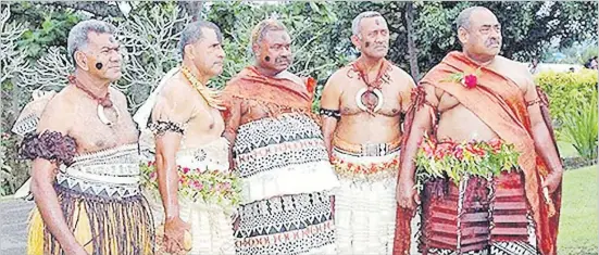  ?? Picture: FILE ?? Ratu Tu’uakitau Cokanauto (second from left) with other Fijian chiefs at a function at Government House.