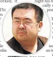  ??  ?? VICTIM Kim Jong-nam