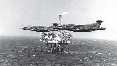  ??  ?? RAF Buccaneer jets protect platforms in the Forties Field in 1976 as North Sea oil comes on stream.