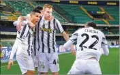  ?? PTI ?? Cristiano Ronaldo and teammates celebrate his goal during the Italian Serie A soccer match between Verona and Juventus at the Bentegodi stadium in Verona, Italy