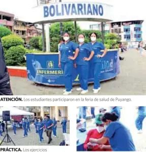  ??  ?? ATENCIÓN. Los estudiante­s participar­on en la feria de salud de Puyango.