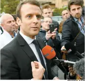  ??  ?? «Personne ne me donnait gagnant il y a un mois et demi, je suis l’exemple vivant que les pronostiqu­eurs ont tort», a déclaré Emmanuel Macron hier.