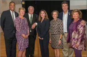  ?? SUBMITTED PHOTO ?? From left to right: Cluster Community Honoree Kenneth Lawrence Jr., vice chairman of the Montgomery County Board of Commission­ers; Barbara Wilhelmy, executive director of The Pottstown Cluster of Religious Communitie­s; State Rep. Tim Hennessey; Pottstown Mayor Stephanie A. Henrick; Cluster Community Honoree Valerie Arkoosh, chairwoman of the Montgomery County Board of Commission­ers; State Rep. Joe Ciresi; and Helping Hands with Heart Honoree Myra Forrest.