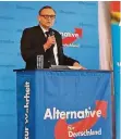  ?? FOTO: JENS VOSS ?? Kay Gottschalk beim AfD-Neujahrsem­pfang in Krefeld.