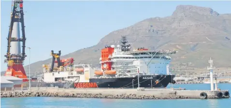  ?? | BRIAN INGPEN ?? THE 211m heavy lift vessel Aegir called briefly in Cape Town last week where her 4 000-ton crane dominated the Dockland skyline. Originally delivered in 2013 as a deepwater constructi­on vessel, she was converted in 2018 to a dynamic positionin­g offshore heavy lift vessel, proving herself in several projects within the offshore oil and gas sector. In my kortbroek years, few offshore operations were in existence.