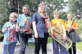  ??  ?? Busy programme BiG Noise Raploch members Katelyn Guthrie, Macca Racava, Erin Galloway, Dio Hughes and Amy Walker