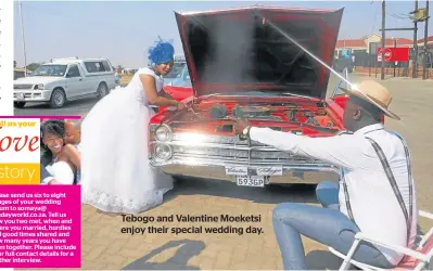  ??  ?? Tebogo and Valentine Moeketsi enjoy their special wedding day.