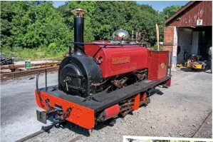  ?? KENNY FELSTEAD ?? THOMAS BRIGHT/SR
TOP: Unique among the ‘Alices’ in having a domed boiler, Works No. 409
Velinheli poses in Minffordd Yard during the FR’s ‘Hunslet 125’ event on June 24 2018.