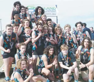  ??  ?? Cora Lynn’s premiershi­p winning team in the under 16s, pictured top row from left Mosiah Addi, Levi Munns, Bryce Font, Jack Chatfield, Corey Brook, Taiki Skipworth, Veatauia Sua, third row Reuben Jenyns, Cory Matthews, Samson Jenyns, Matthew Ryan,...