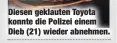  ??  ?? Diesen geklauten Toyota konnte die Polizei einem Dieb (21) wieder abnehmen.