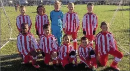  ??  ?? SNAPPY DRESSERS: Sandgate U9s in their new playing kit, sponsored by Trenic Taekwondo