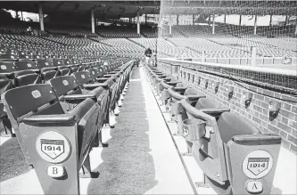  ?? PHOTOS BY JOSE M. OSORIO CHICAGO TRIBUNE ?? The American Airlines 1914 Club seats on the first-base side at Wrigley Field in Chicago.