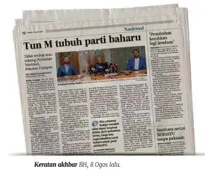  ??  ?? Keratan akhbar BH, 8 Ogos lalu.