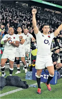  ??  ?? Full of pride: Ben Youngs celebrates England’s battling victory